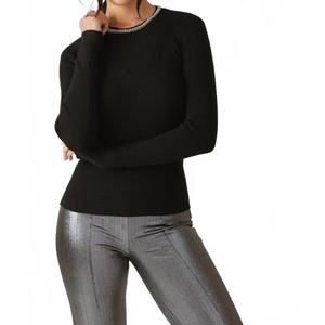 NEW FLYING TOMATO stella rhinestone top in black